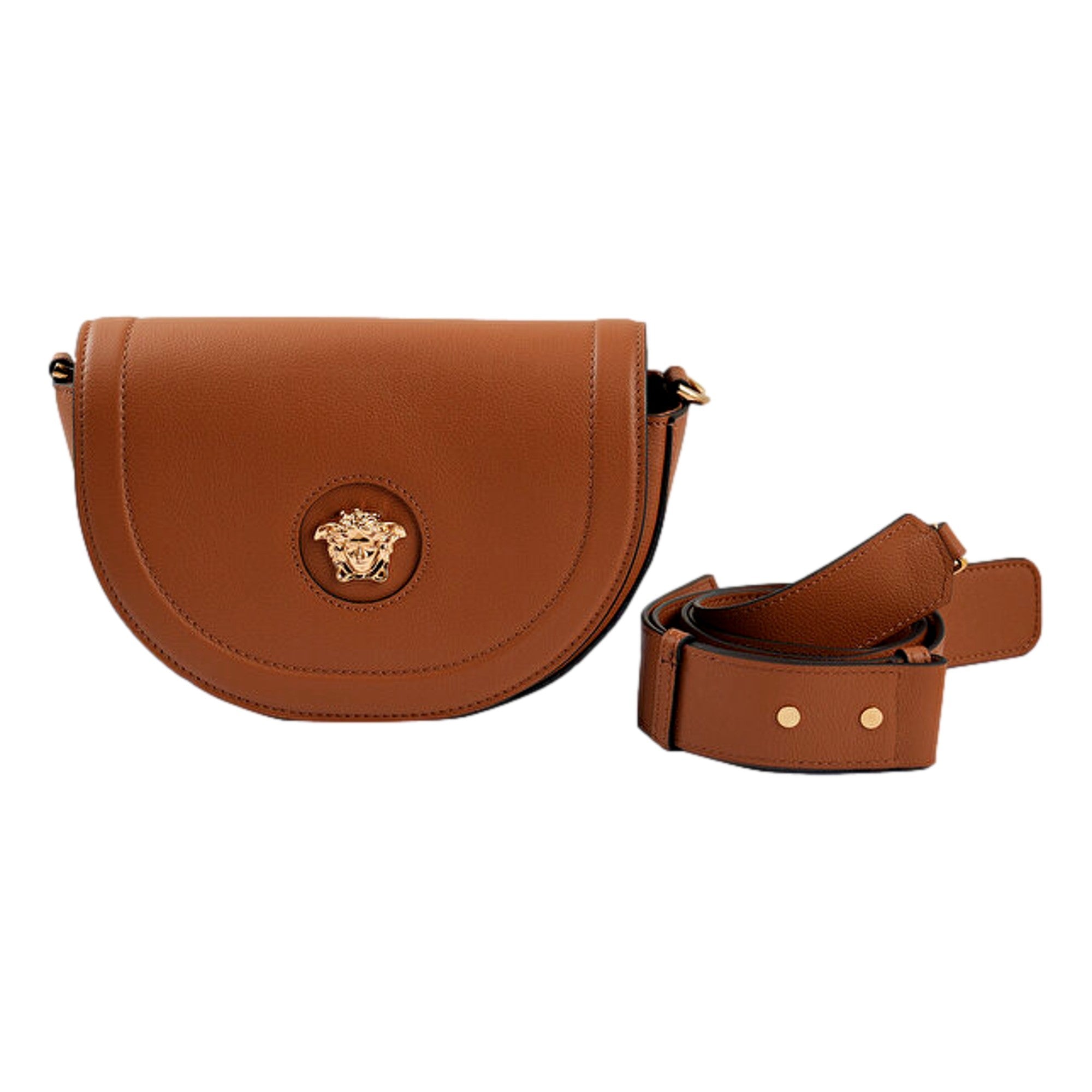 Versace La Medusa Vitello Leather Half Moon Crossbody Bag Summer