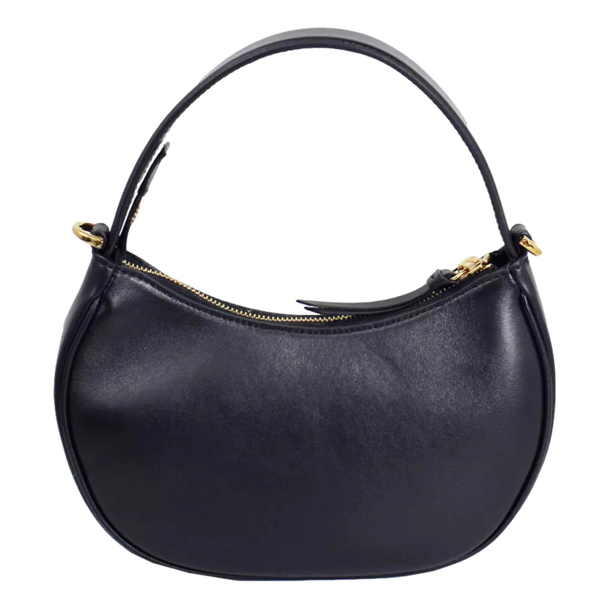 Versace La Medusa Half Moon Hobo Shoulder Crossbody Bag Black Leather