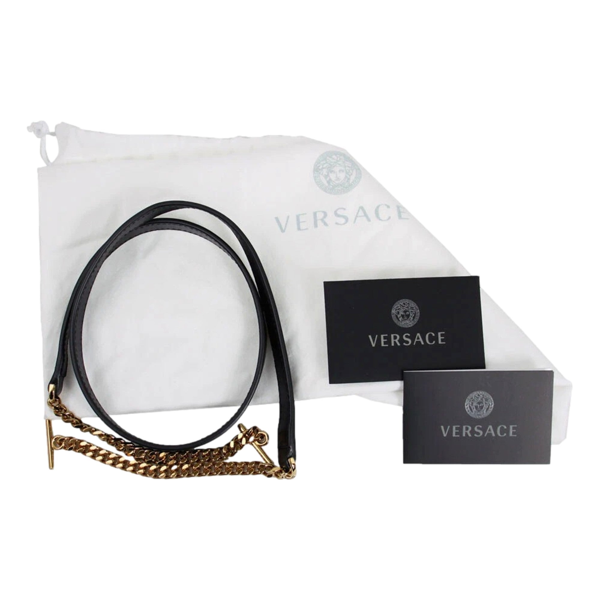 Versace La Medusa Half Moon Hobo Shoulder Crossbody Bag Black Leather