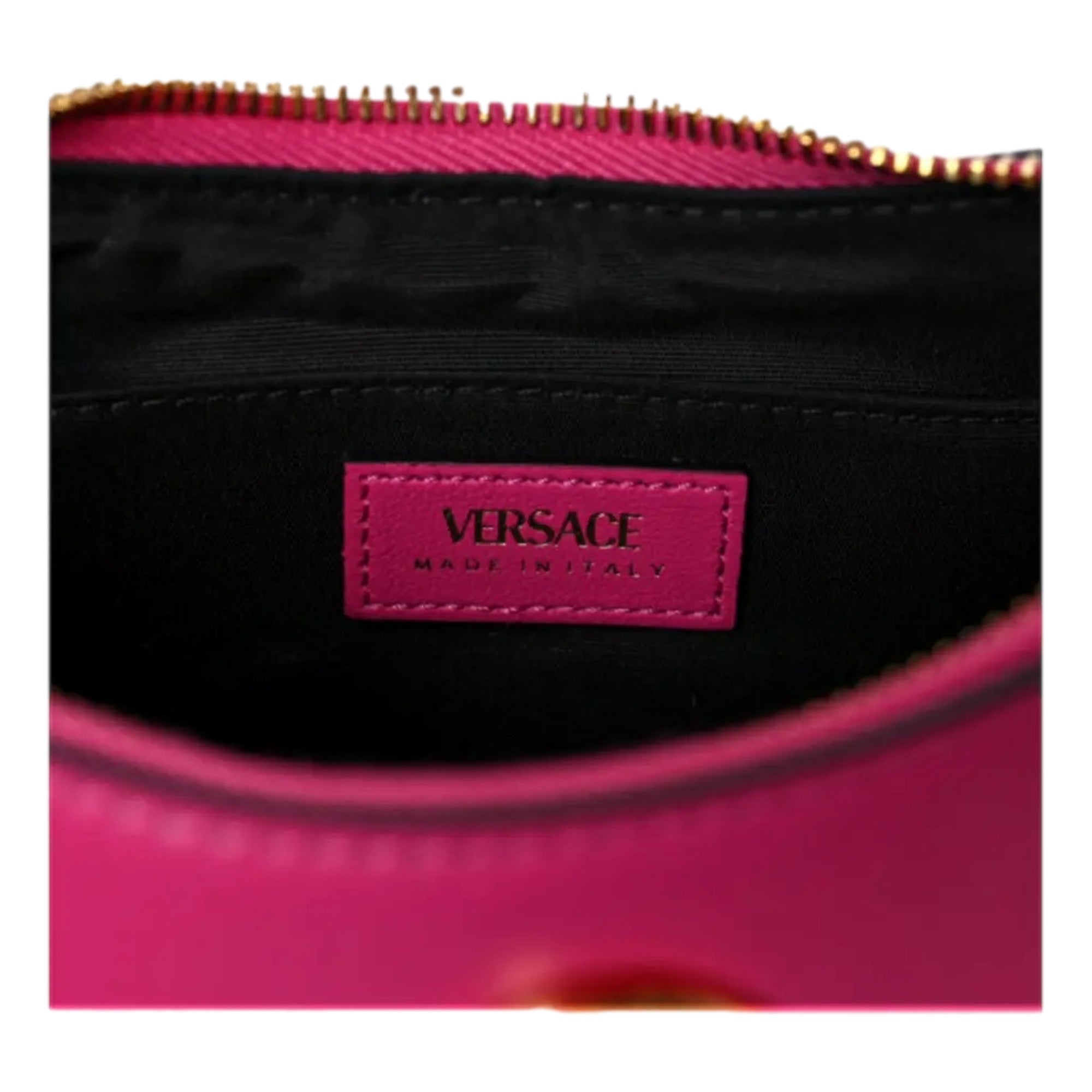 Versace La Medusa Pink Quilted Leather Half Moon Bag Gold Chain Crossbody