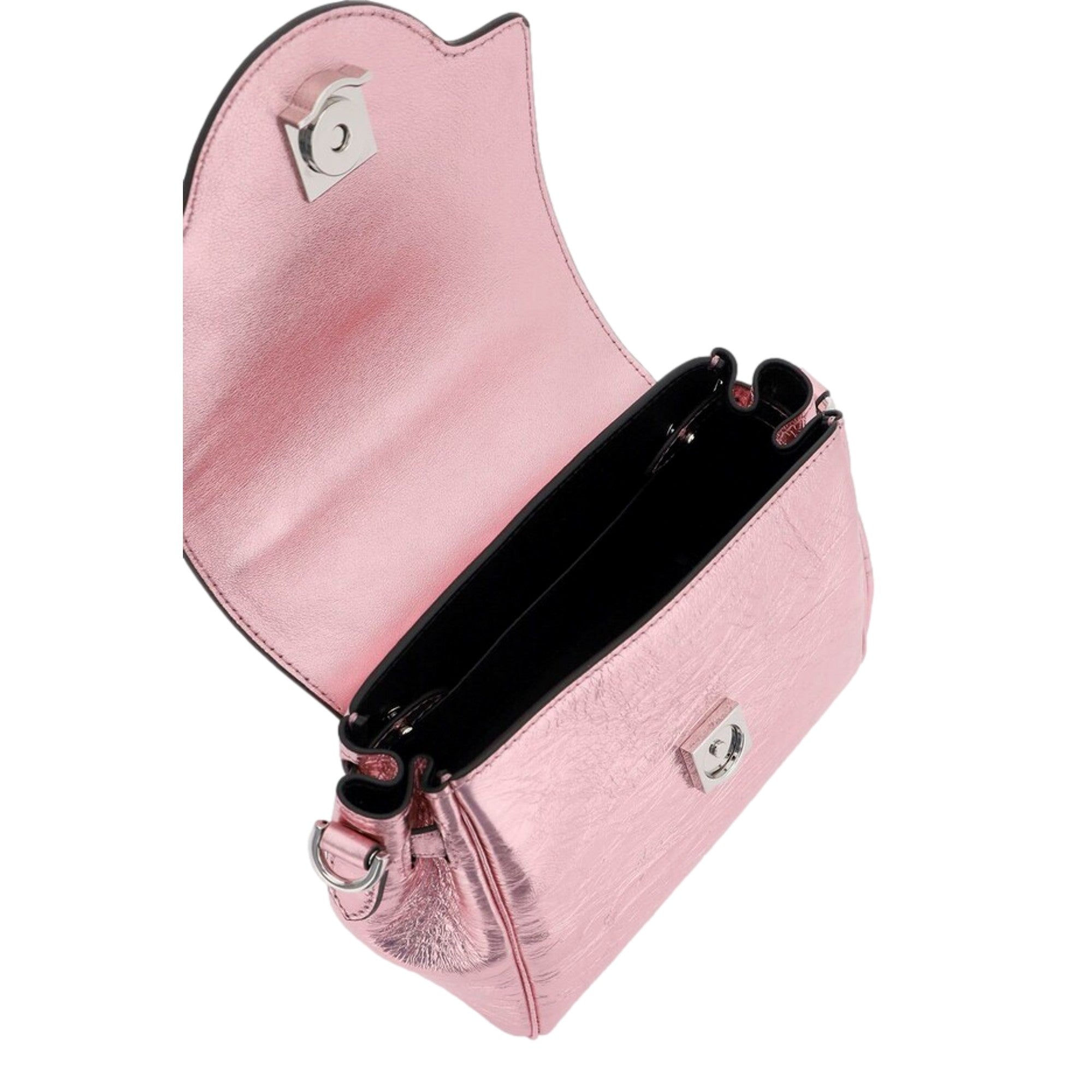 Versace La Medusa Metallic Pink Mini Top Handle Bag Chain Crossbody