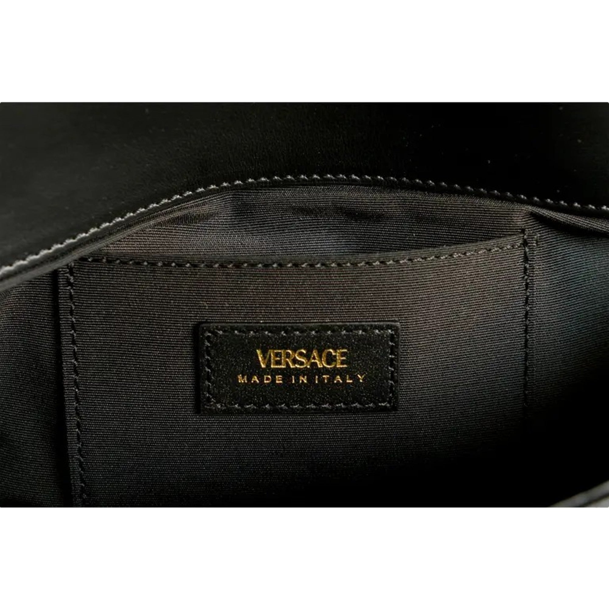 Versace La Medusa Quilted Black Calfskin Leather Crossbody Bag Gold Chain