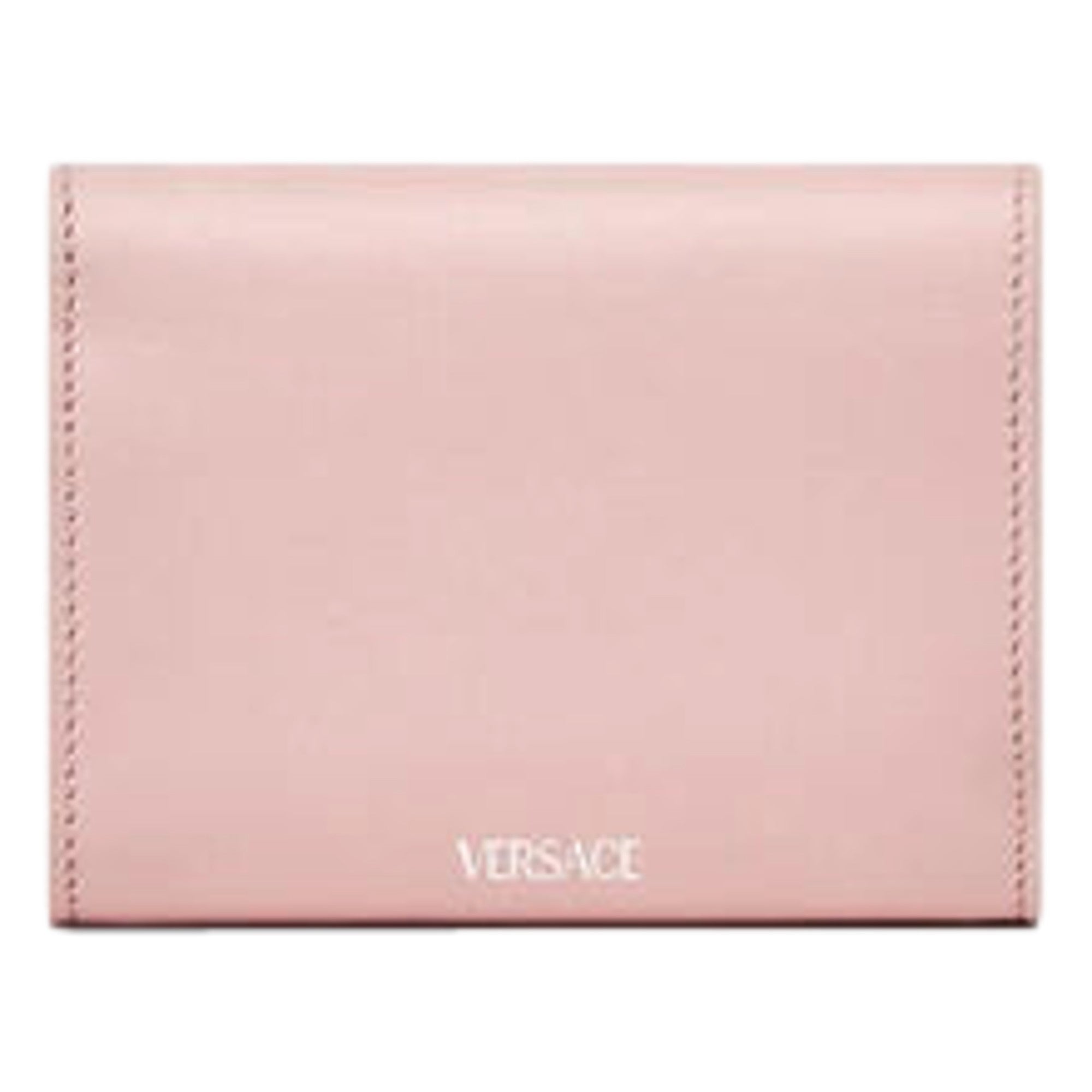 Versace Medusa 95 Dusty Pink Calfskin Tri Fold Wallet Card Holder