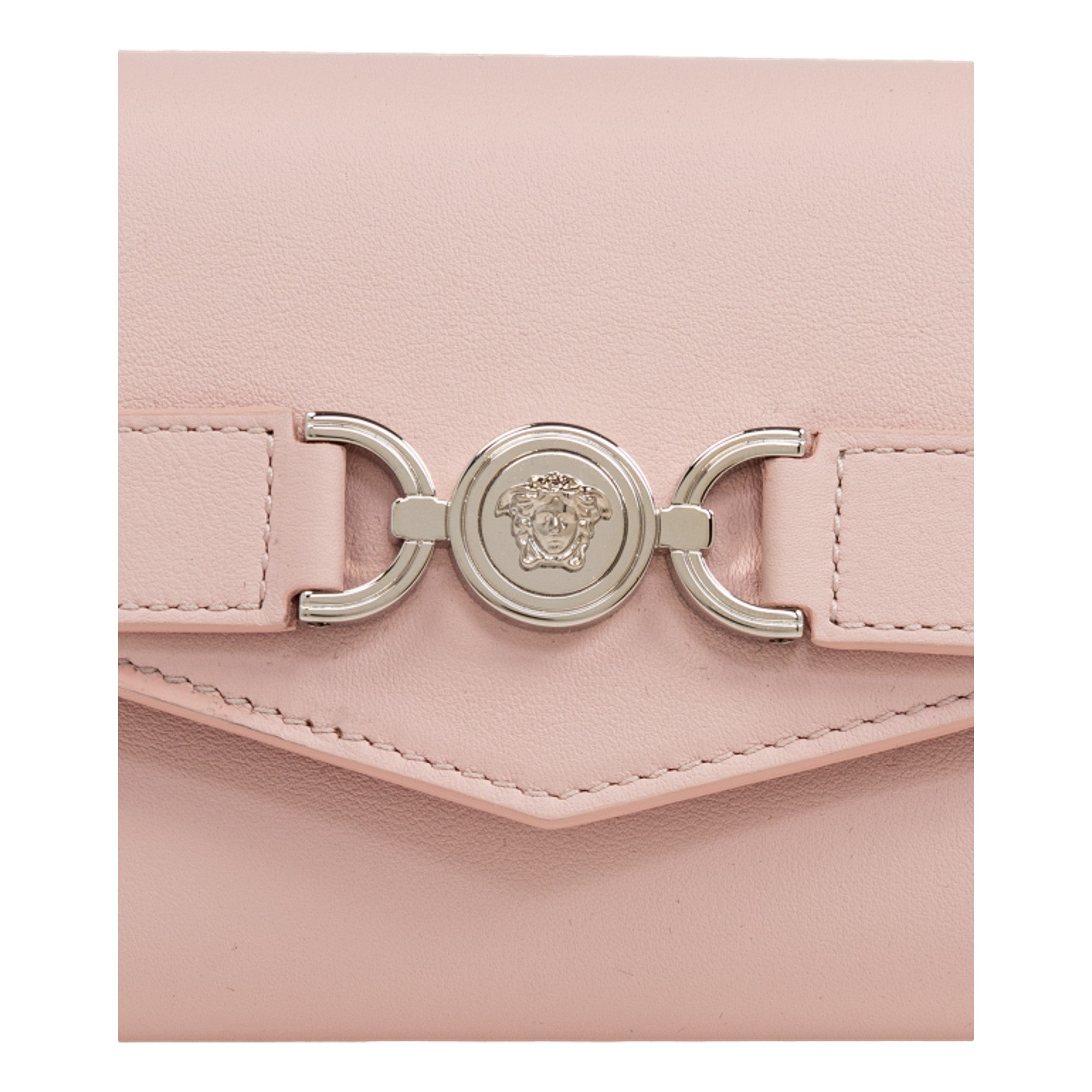 Versace Medusa 95 Dusty Pink Calfskin Tri Fold Wallet Card Holder