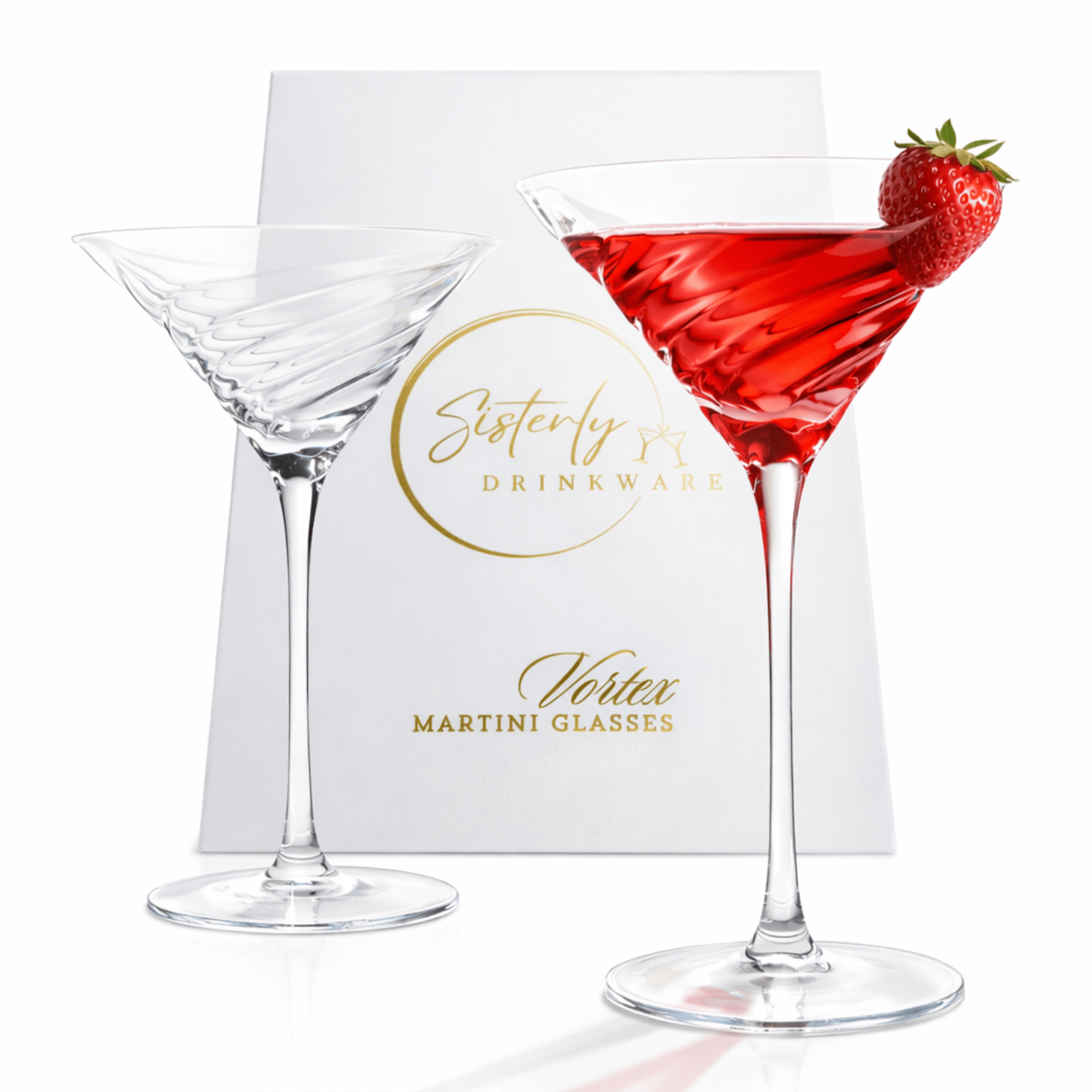 Vortex Crystal Martini Glasses – Set of 2 Luxury Stemware - Overture Gifts
