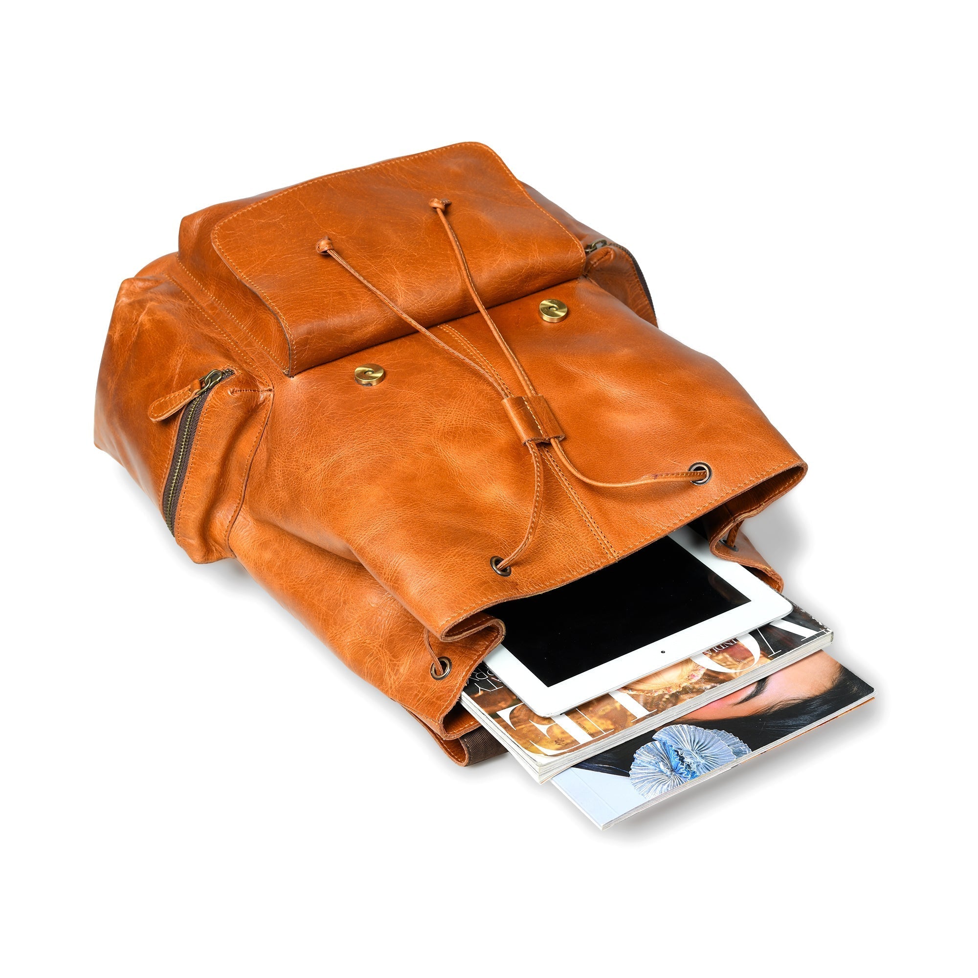 Vortex Leather Backpack: Tan Brown - Overture Gifts