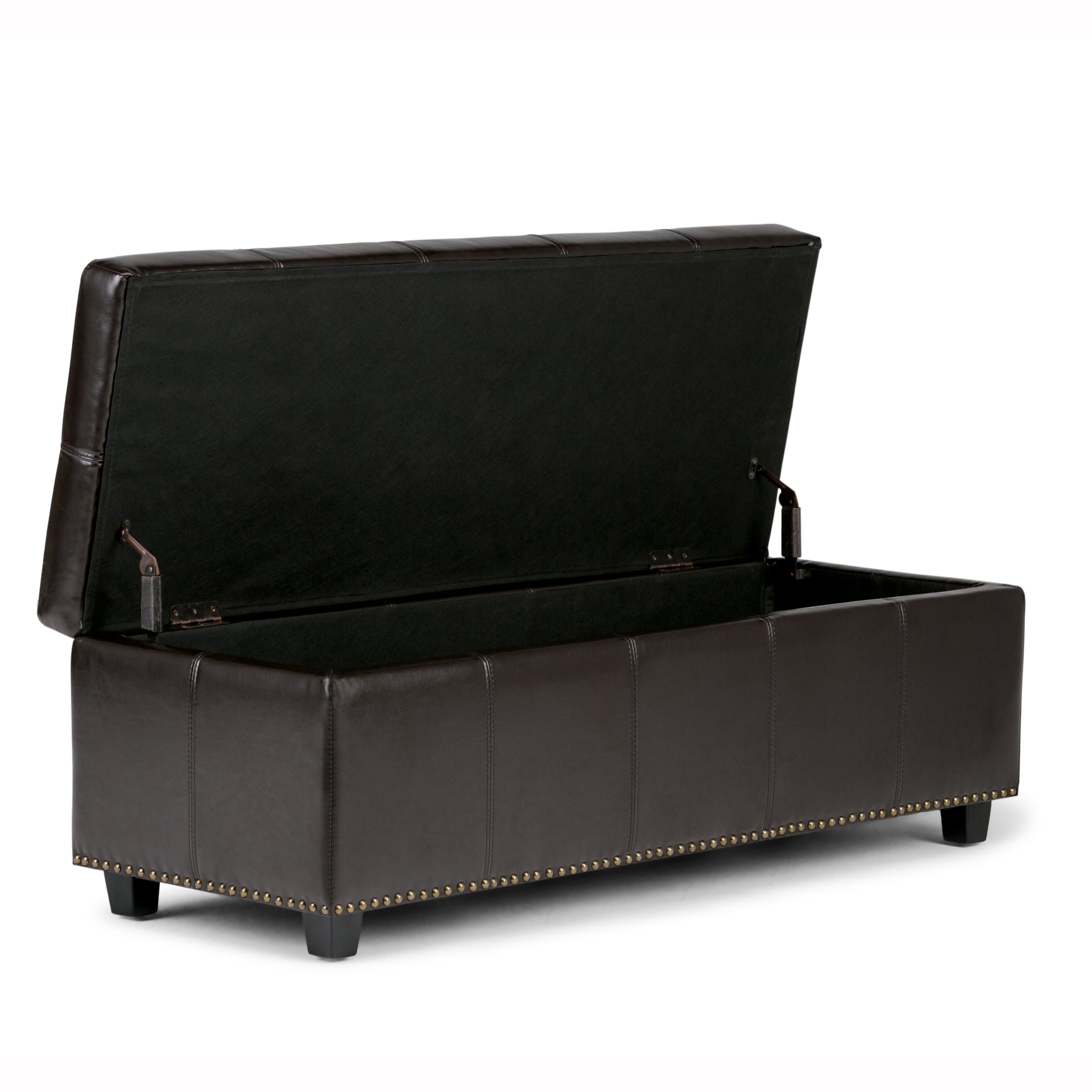 Kingsley 48 Inch Wide Large Storage Ottoman in Coffee