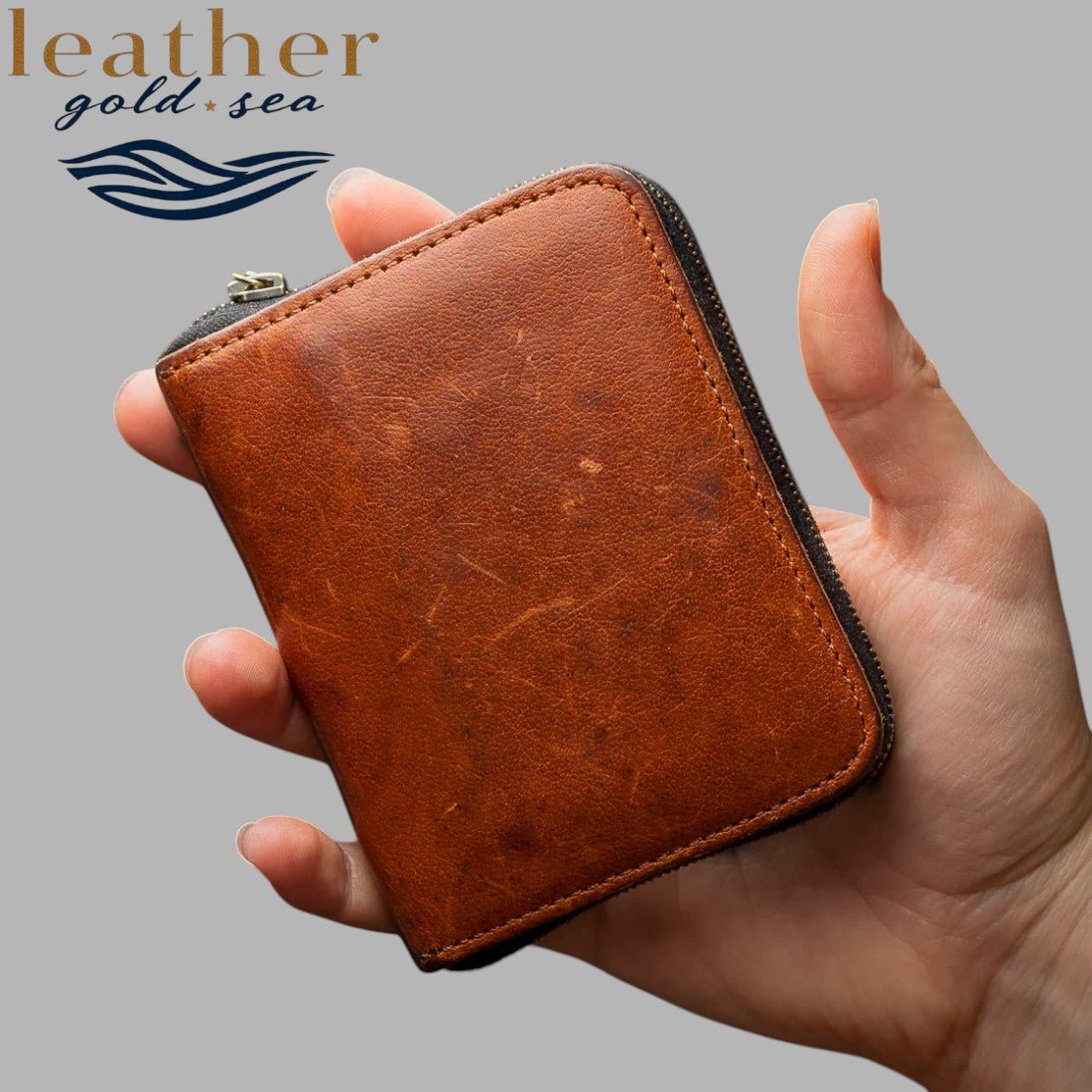 Wallet for Men with Zip – Brown genuine leather - Overture Gifts