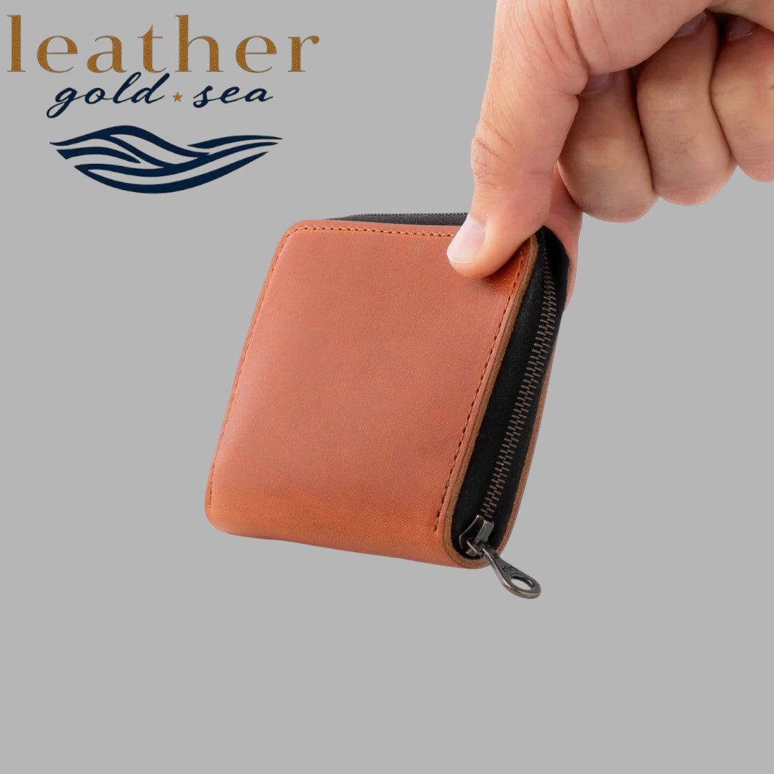 Wallet for Men with Zip – Brown genuine leather - Overture Gifts