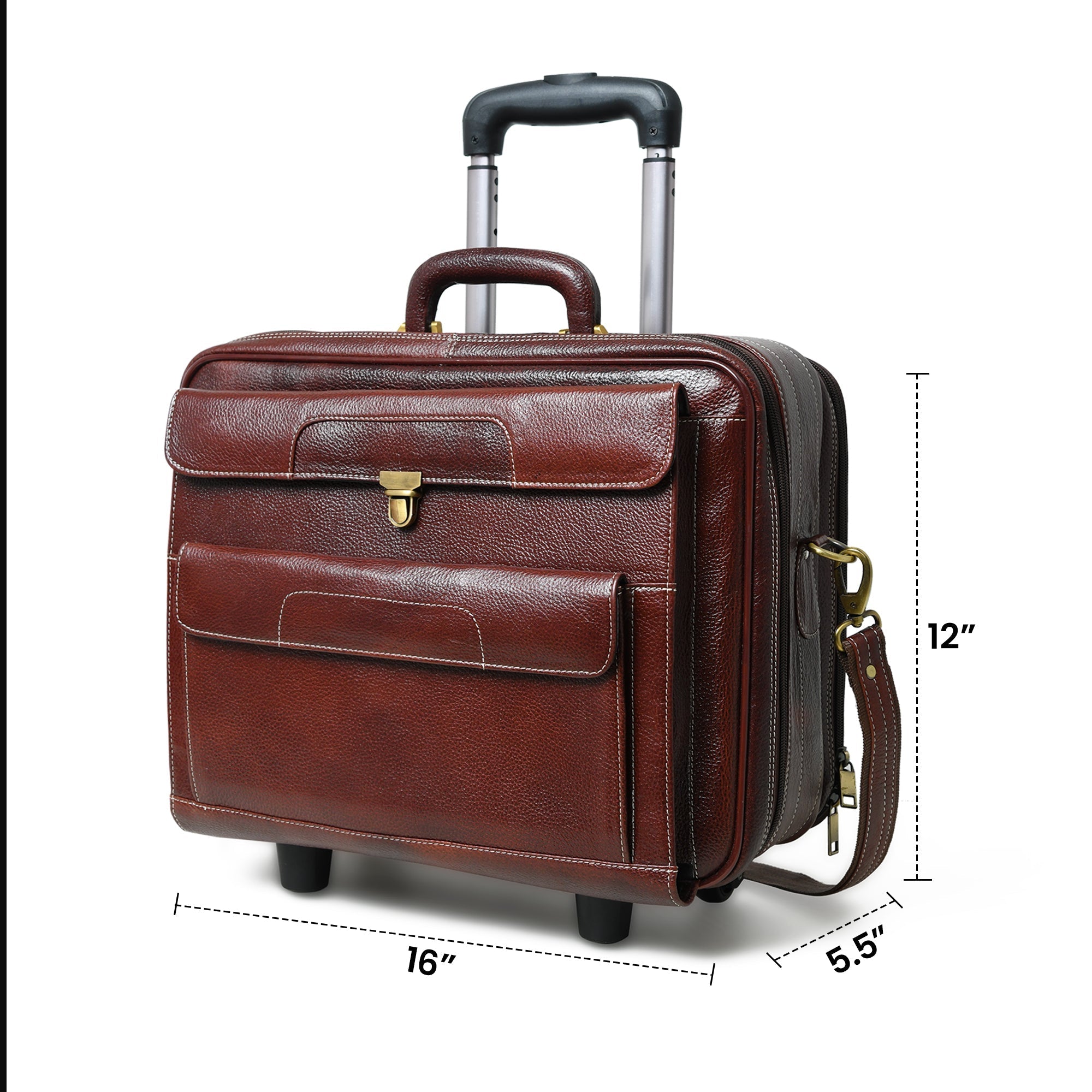 Wanderer Leather Trolly Suitcase Bag - Overture Gifts