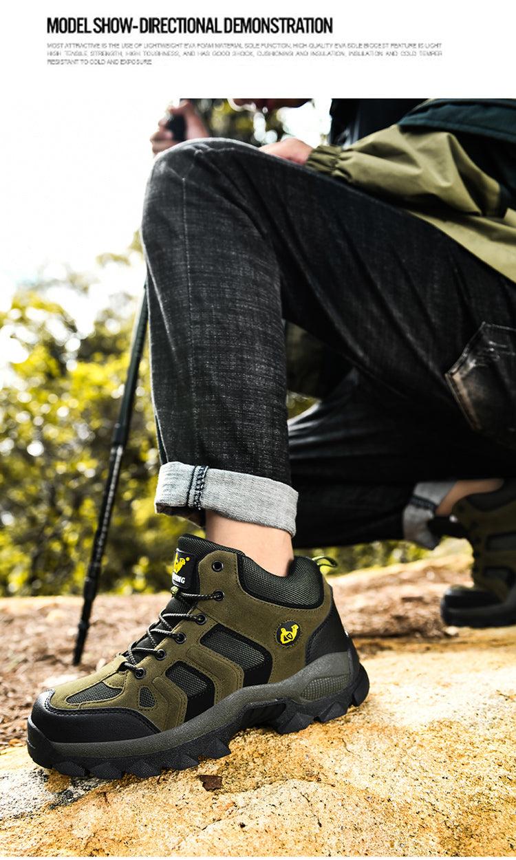Winter Ankle Boots Mens Snow Warm Fur Leather Hiking Boots Outdoor Hunting Men's Work Warm Hiking Boots High Top Winter Outdoor Walking Lace Up Anti-Slip Breathable Ankle Booties For Mens - Overture Gifts