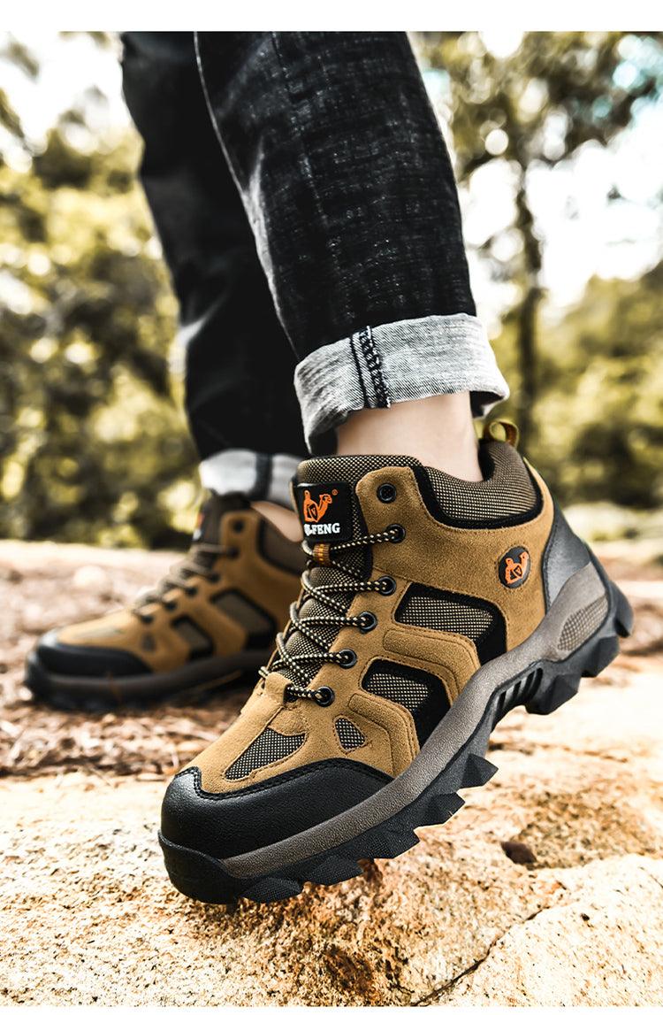 Winter Ankle Boots Mens Snow Warm Fur Leather Hiking Boots Outdoor Hunting Men's Work Warm Hiking Boots High Top Winter Outdoor Walking Lace Up Anti-Slip Breathable Ankle Booties For Mens - Overture Gifts