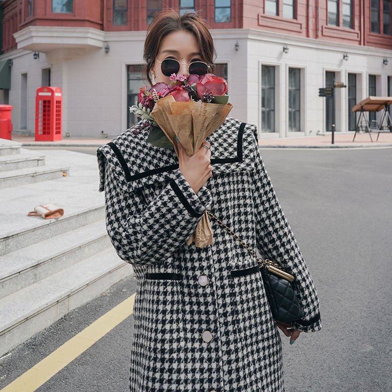 Winter Loose Navy Collar Woolen Coat - Overture Gifts