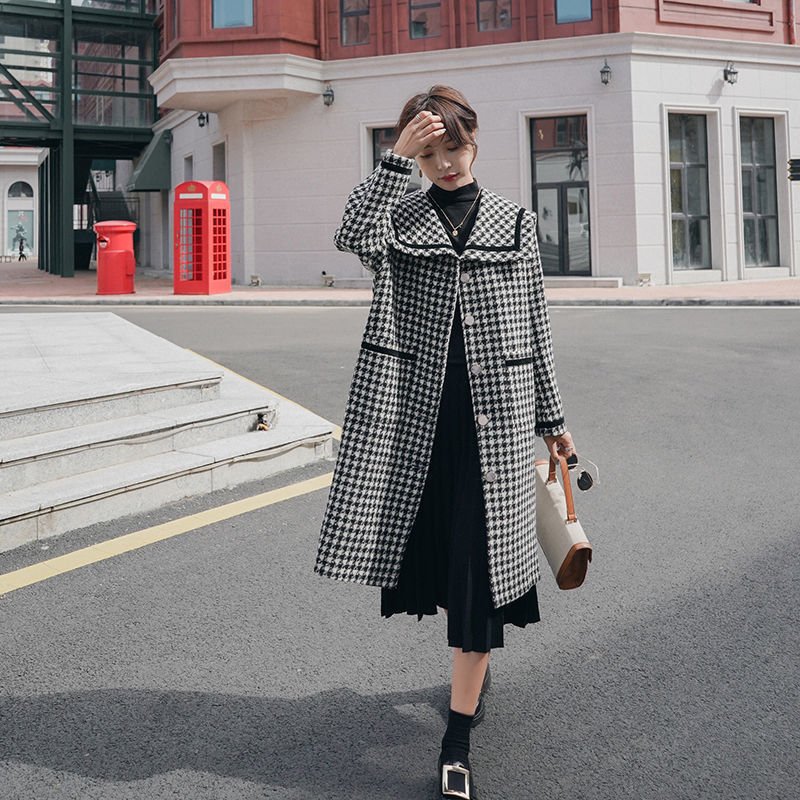 Winter Loose Navy Collar Woolen Coat - Overture Gifts