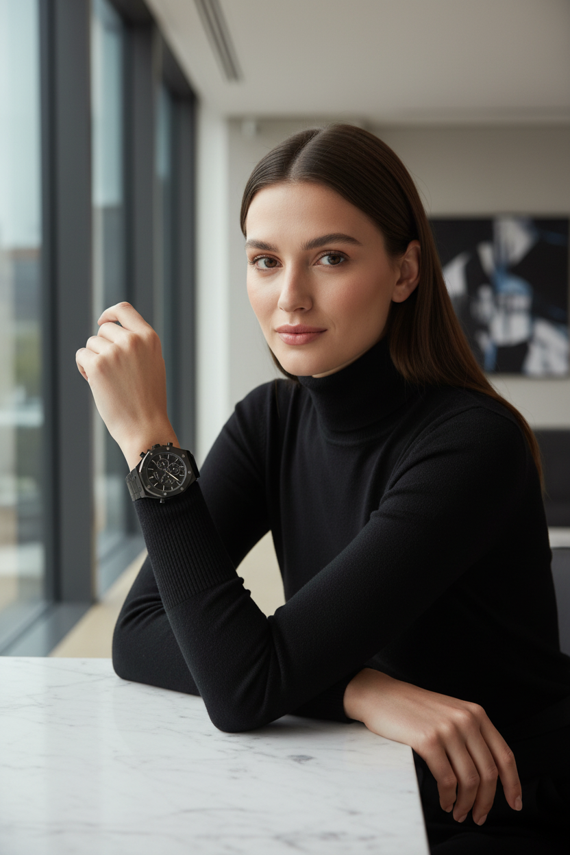 Woman in black turtleneck