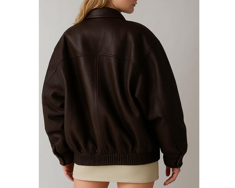 Women Handmade Brown Oversize Bomber Lambskin Soft Real Leather Jacket | Women Casual Wear Genuine Leather Jacket - Overture Gifts