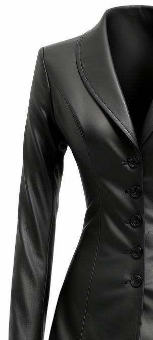 Women’s Black Leather Slim Fit Coat