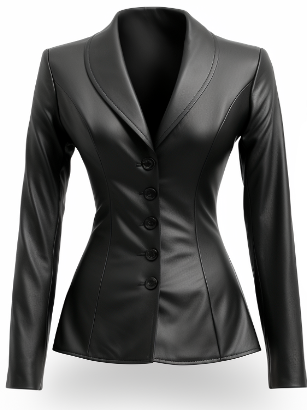 Women’s Black Leather Slim Fit Coat