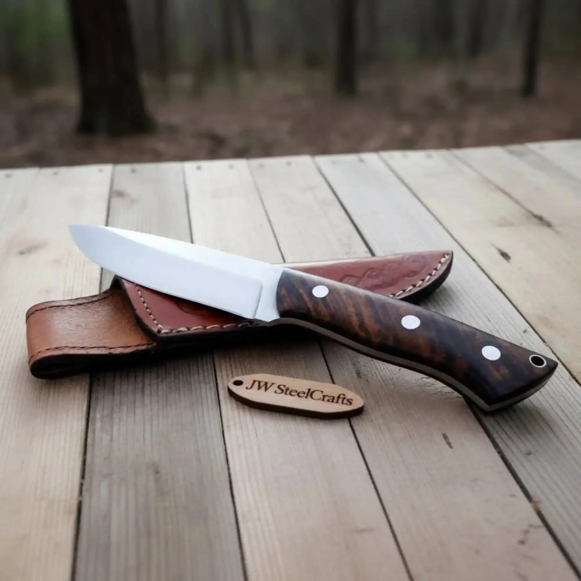 Drop Point Rosewood Hunting Knife 8" Carbon Steel Blade Rosewood Handle