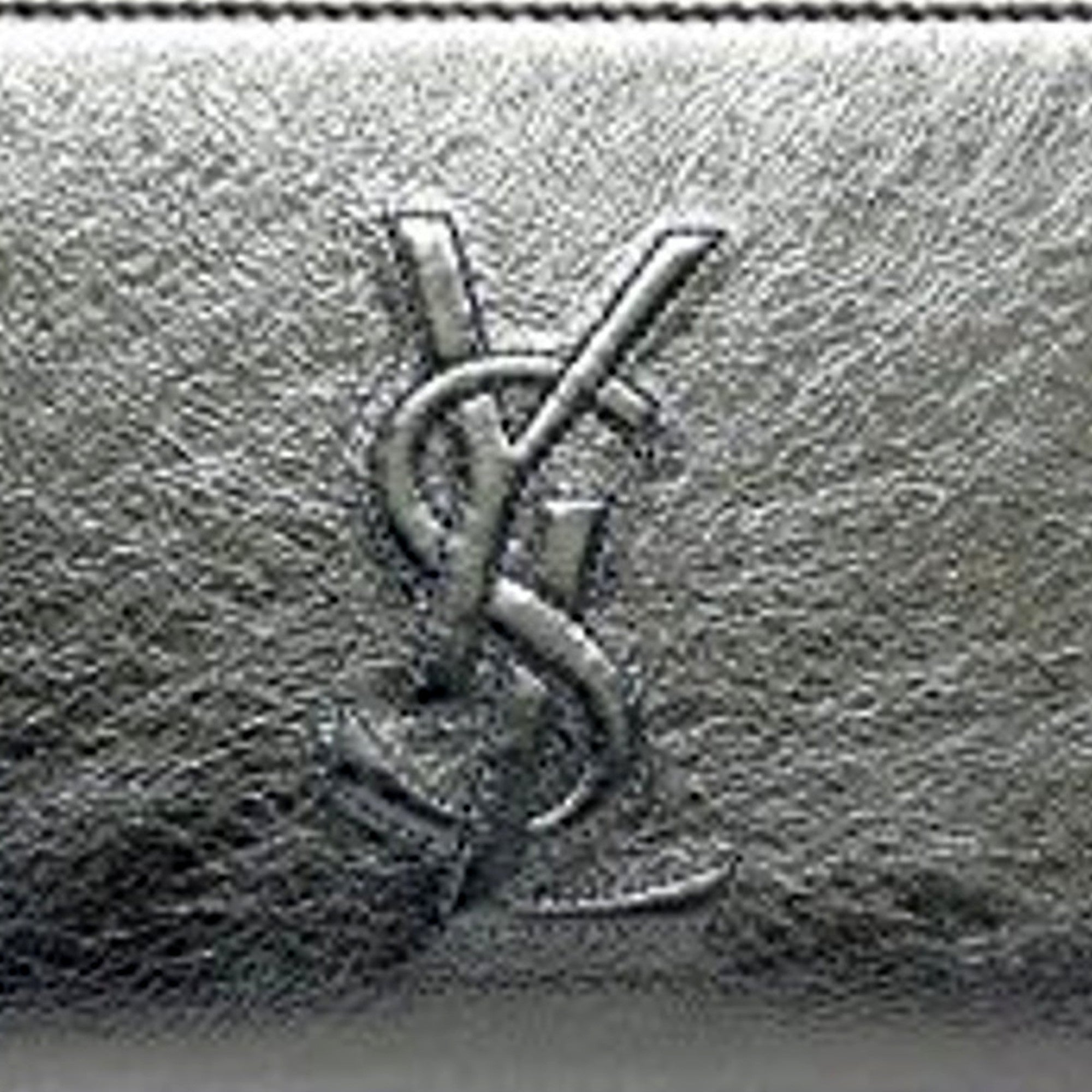 Saint Laurent YSL Belle Du Jour Silver Leather Zip-Around Wallet