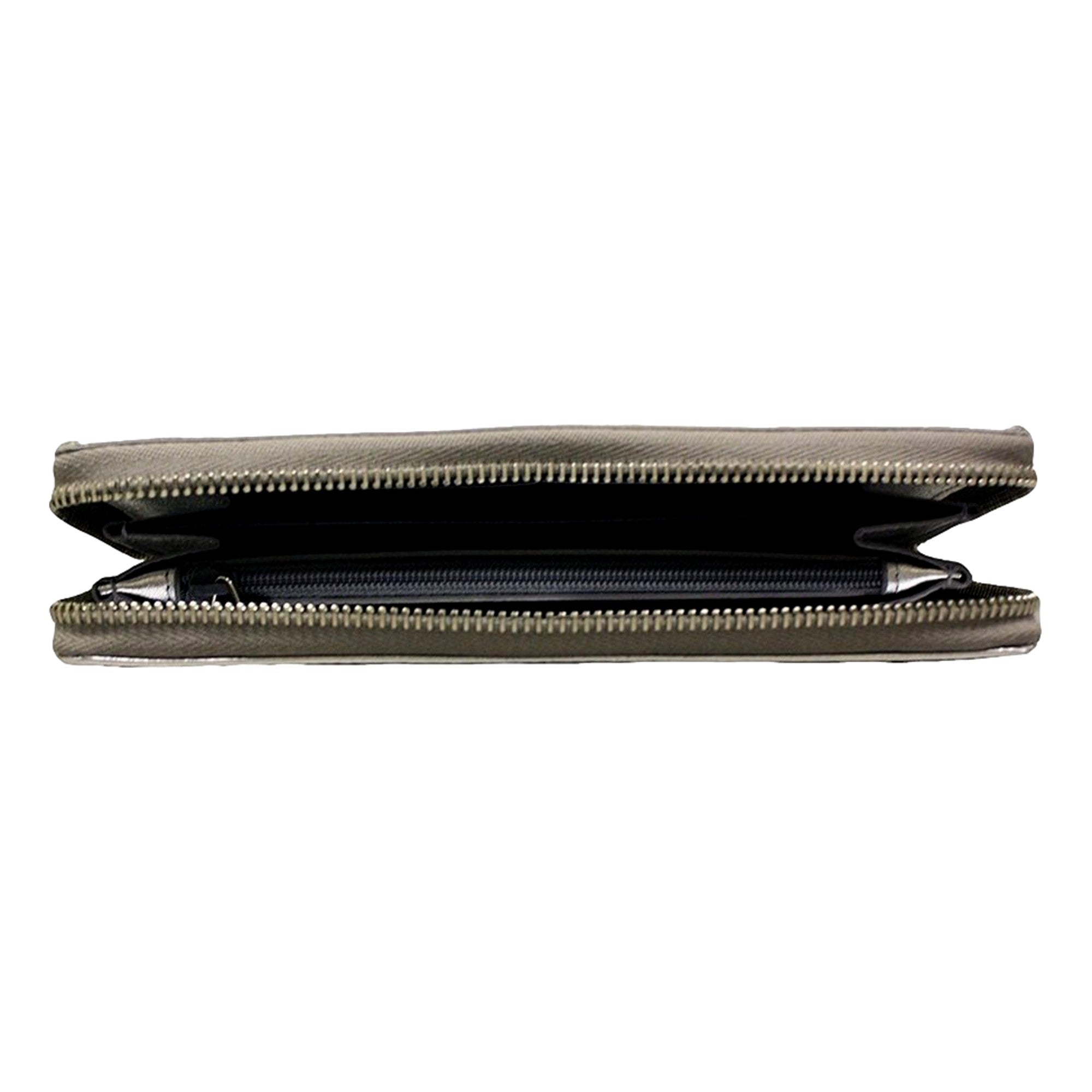Saint Laurent YSL Belle Du Jour Silver Leather Zip-Around Wallet