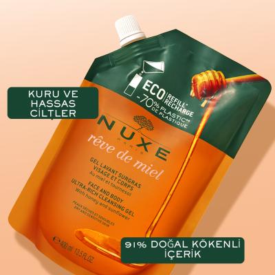 Nuxe Reve De Miel Ultra Rich Cleansing Gel: Honey-Infused Face & Body Wash for Dry, Sensitive Skin - Natural, Paraben & SLS Free