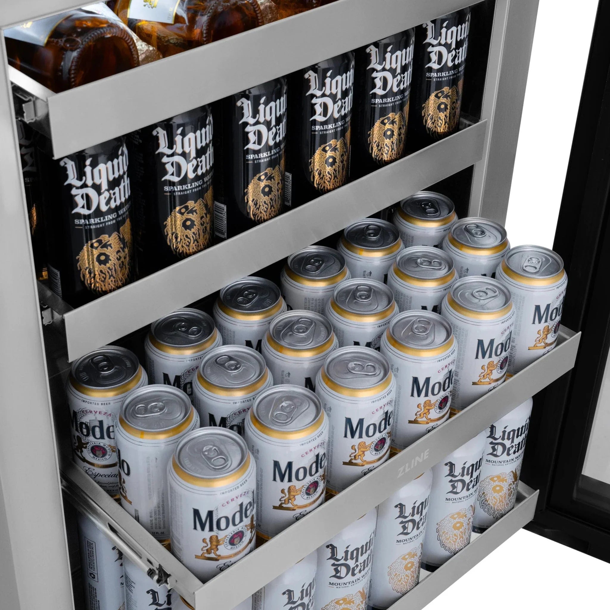 ZLINE 24 in. Touchstone 151 Can Beverage Fridge With Panel Ready Glass Door RBSPO-24