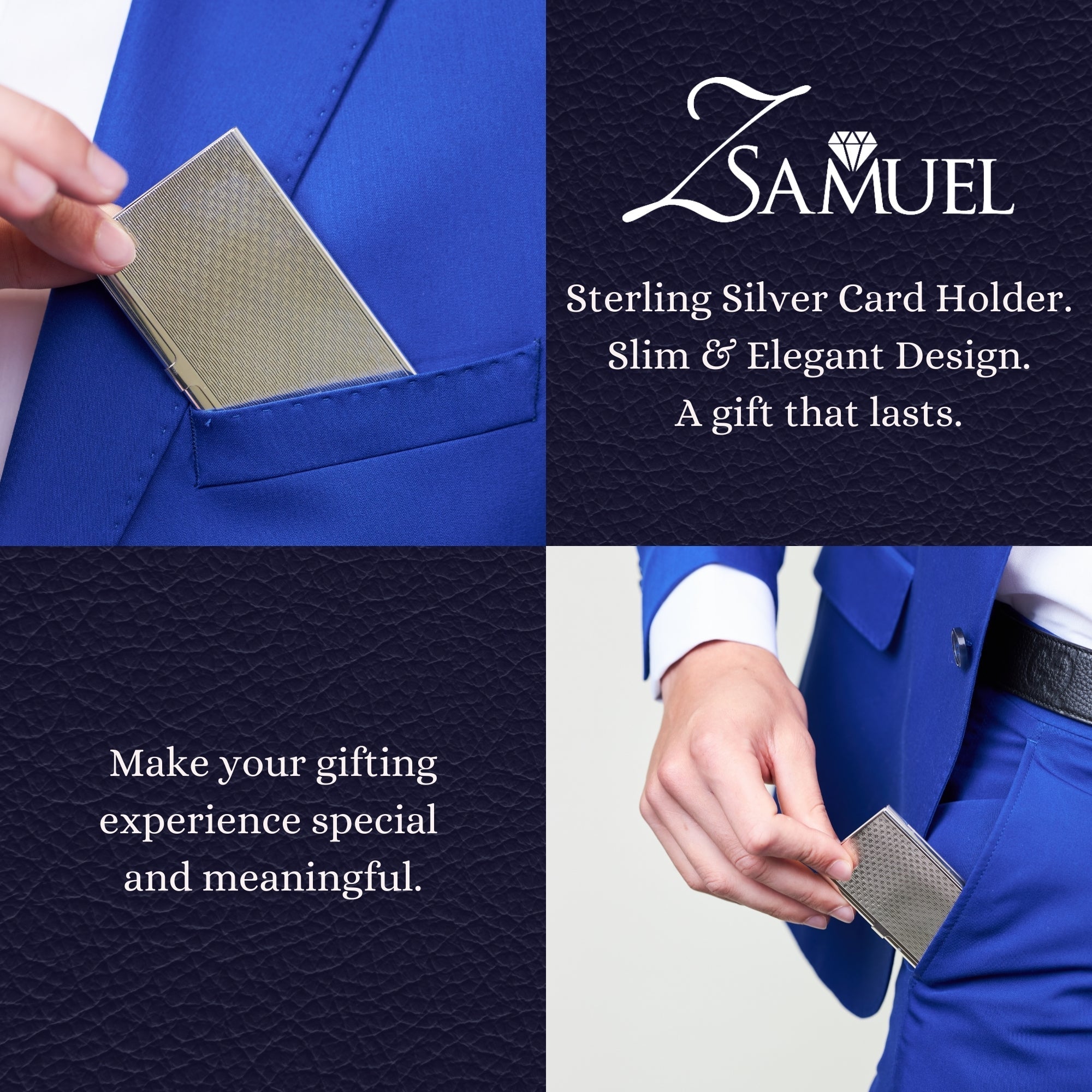 Z.SAMUEL Luxury Sterling Silver 925 Business Card Holder Italy for Men and Women - Overture Gifts